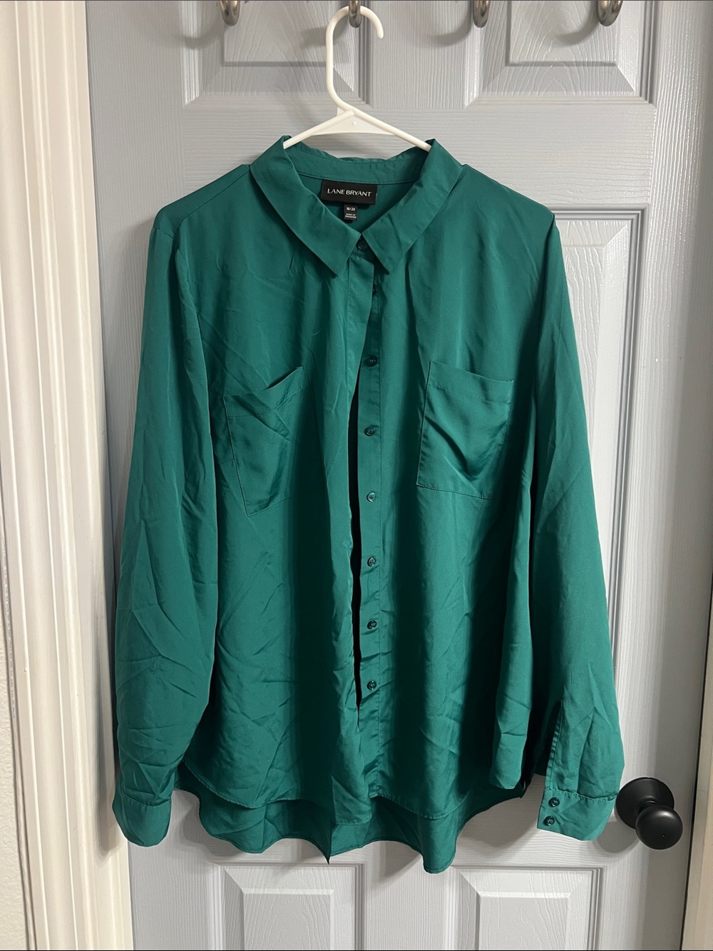 Lane Bryant Teal-Green Long Sleeve Button-Up Shirt